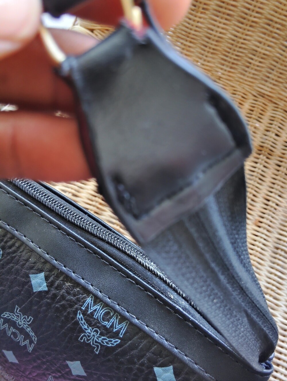 MCM Black Logo-Print Shoulder Bag with Gray Accents - Picture 6 of 6